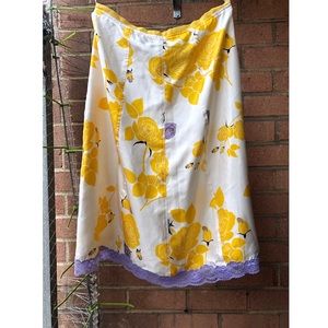 Vintage Perry Ellis floral laced silk skirt